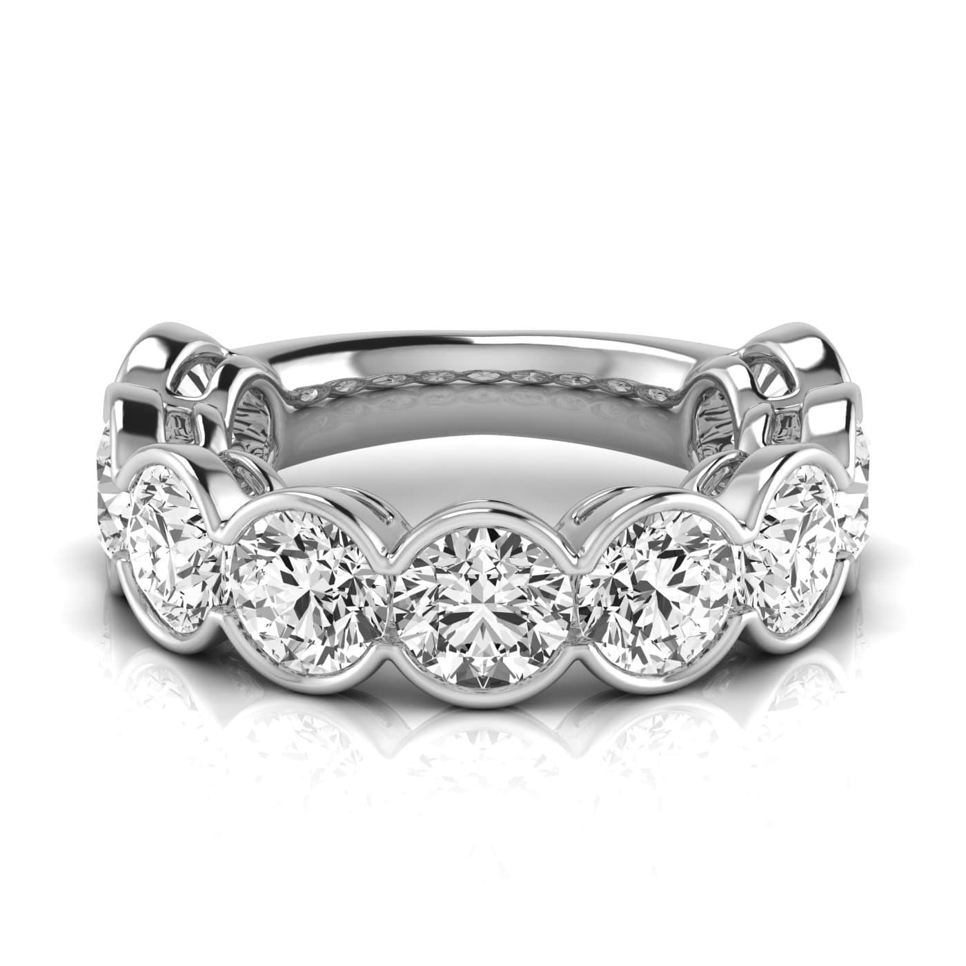3/4 Spread Round Diamond Wedding Band (6 3/4 ct. tw.), Side view in white gold or platinum