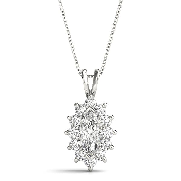 Marquise Halo Pendants — 4X2 MM — View 1