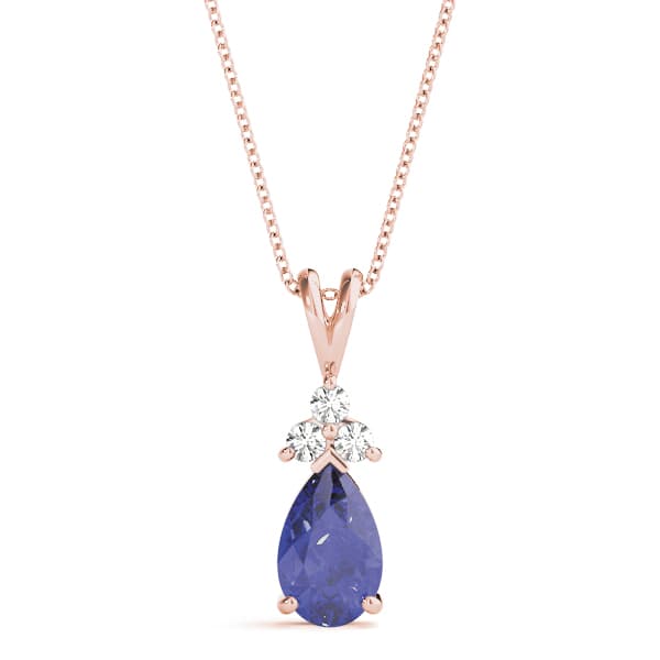 Pear Gemstone Pendant (0.08 ct. tw.), Front view in rose gold