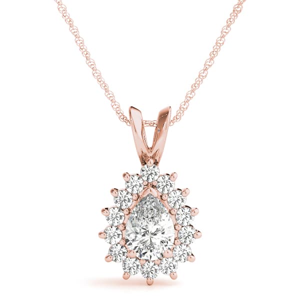 Pear Halo Pendants (2/3 ct. tw.), Front view in rose gold