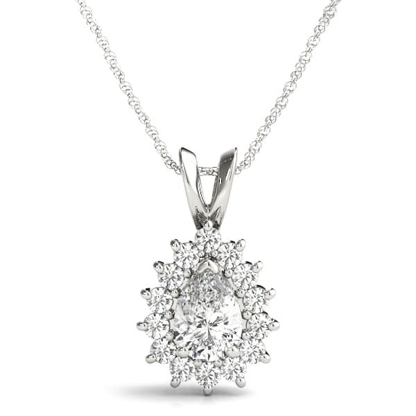 Pear Shape Halo Pendants — 10X7 MM — View 1