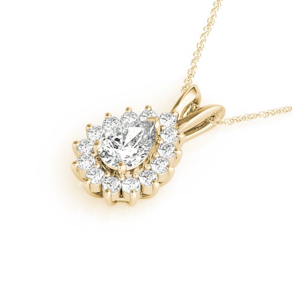 Pear Halo Pendants (2/3 ct. tw.), Side view in yellow gold