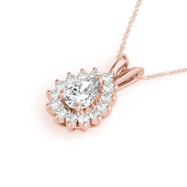 Pear Halo Pendants (2/3 ct. tw.), Side view in rose gold