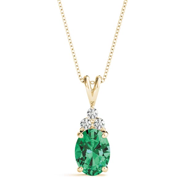 Oval Gemstone Pendant (0.08 ct. tw.), Front view in yellow gold