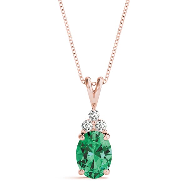 Oval Gemstone Pendant (0.08 ct. tw.), Front view in rose gold