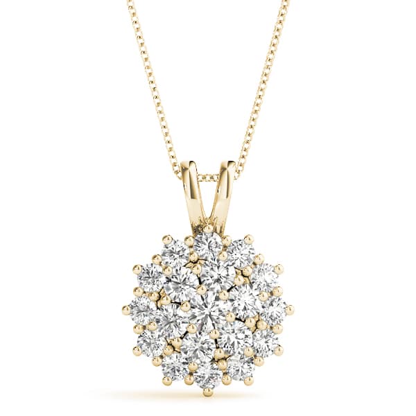 Cluster Pendant (2 ct. tw.), Front view in yellow gold