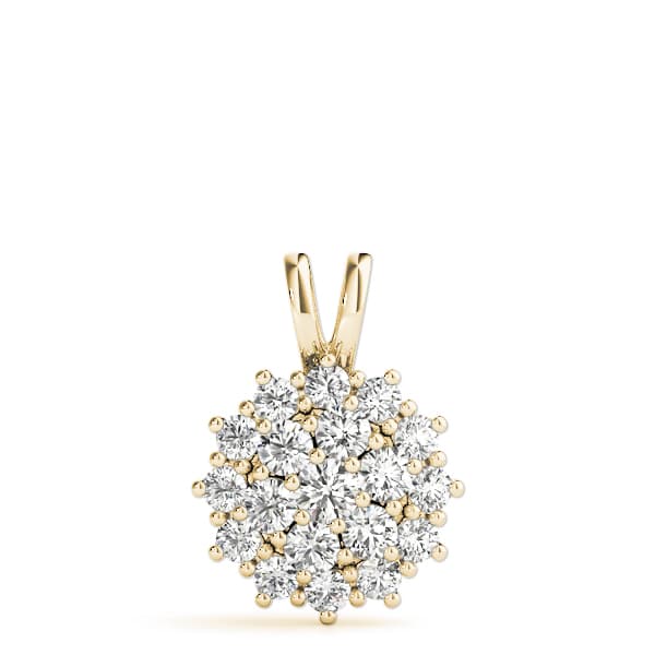 Cluster Pendant (2 ct. tw.), On hand view in yellow gold