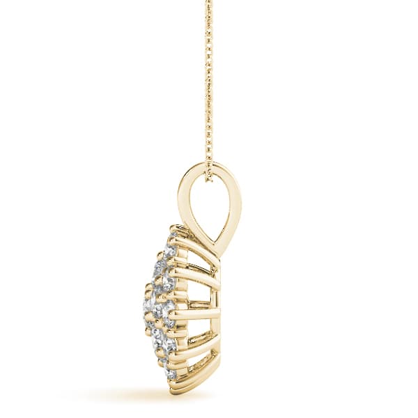 Cluster Pendant (2 ct. tw.), Side view in yellow gold