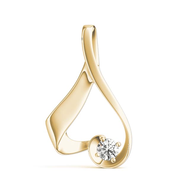 Solitaire Pendant (1/2 ct. tw.), On hand view in yellow gold