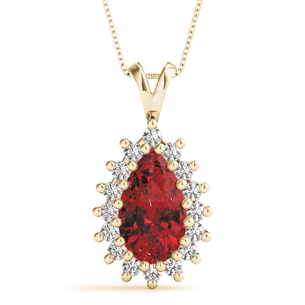 Pear Gemstone Pendant (0.48 ct. tw.), Front view in yellow gold