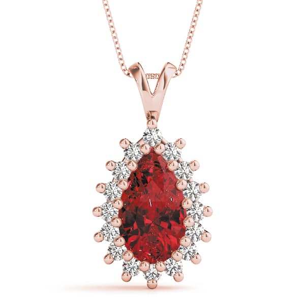 Pear Gemstone Pendant (0.42 ct. tw.), Front view in rose gold