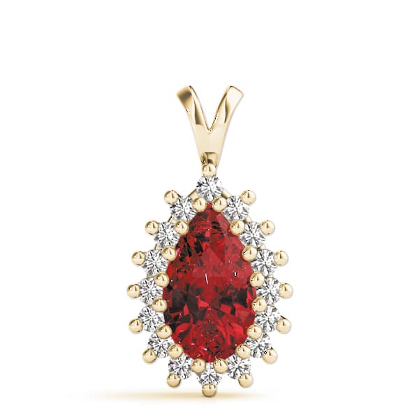Pear Gemstone Pendant (0.48 ct. tw.), On hand view in yellow gold