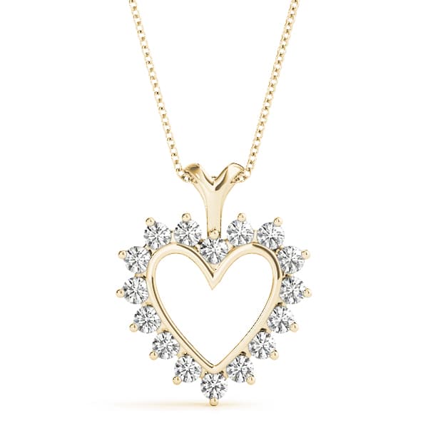 Heart Sharp Pendants (1/3 ct. tw.), Front view in yellow gold