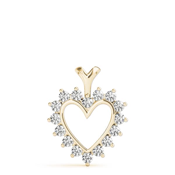 Heart Sharp Pendants (1/3 ct. tw.), On hand view in yellow gold