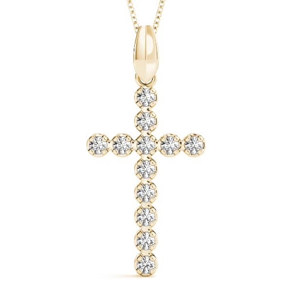 Religious Cross Pendant (0.48 ct. tw.), Front view in yellow gold