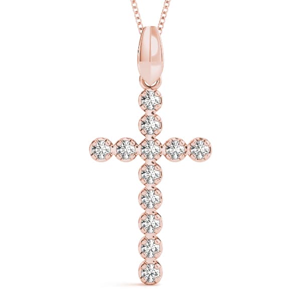 Religious Cross Pendant (0.48 ct. tw.), Front view in rose gold