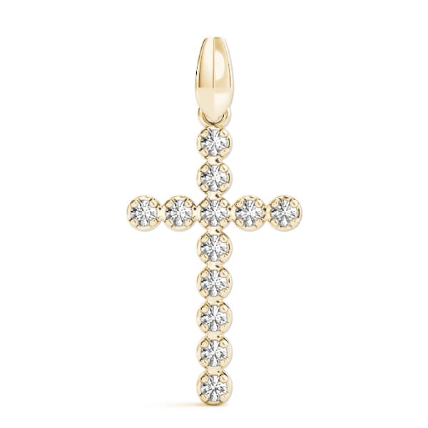 Religious Cross Pendant (0.48 ct. tw.), On hand view in yellow gold