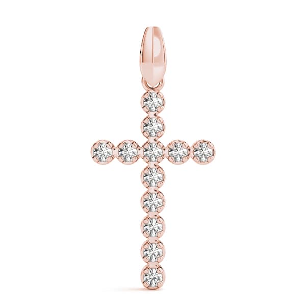 Religious Cross Pendant (0.48 ct. tw.), On hand view in rose gold