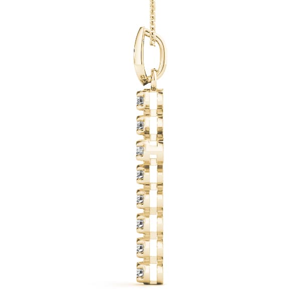 Religious Cross Pendant (0.48 ct. tw.), Side view in yellow gold