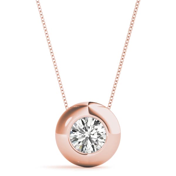 Solitaire Bezel Set Pendant (0.2 ct. tw.), Front view in rose gold