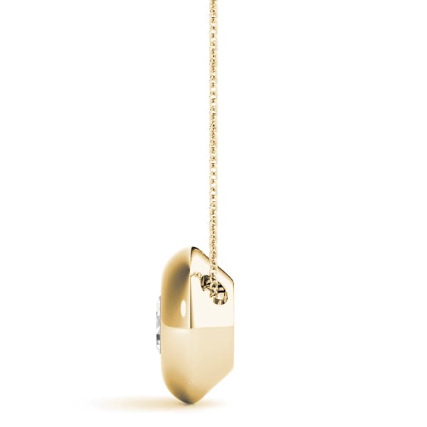 Solitaire Bezel Set Pendant, Side view in yellow gold