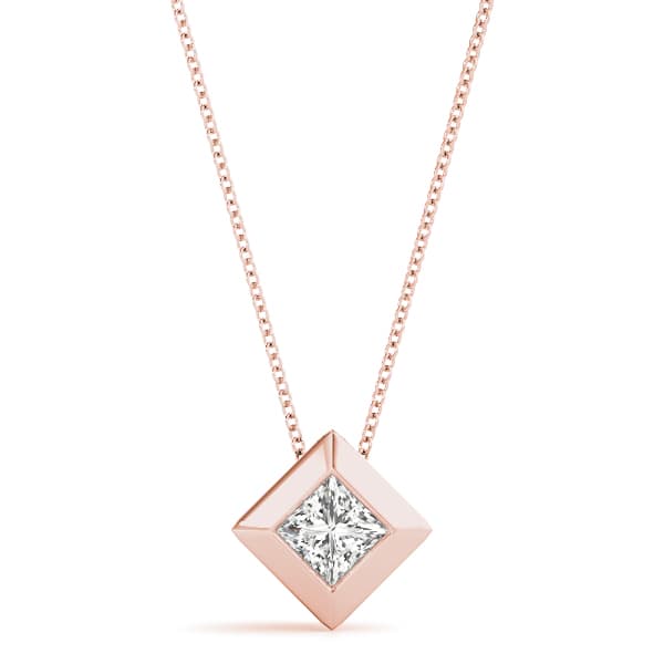 Solitaire Pendant (1/2 ct. tw.), Front view in rose gold