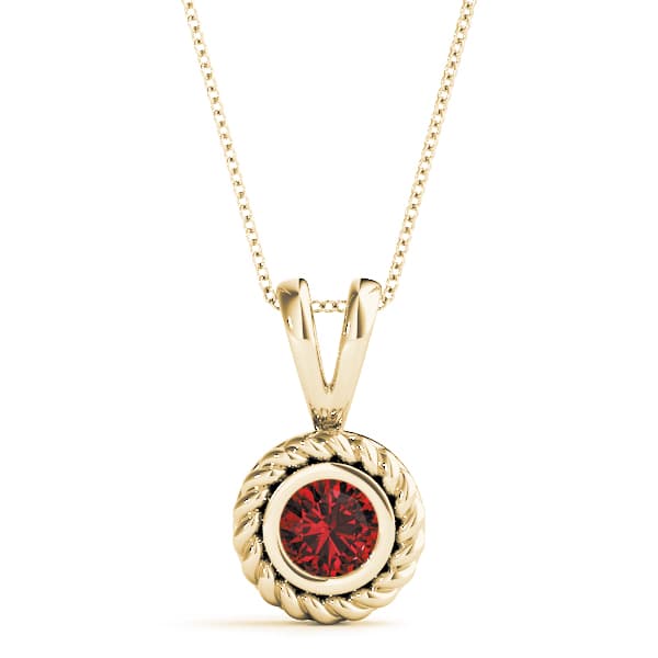 Round Gemstone Pendant, Front view in yellow gold