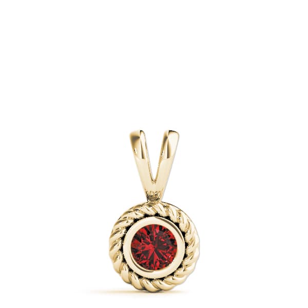Round Gemstone Pendant, On hand view in yellow gold
