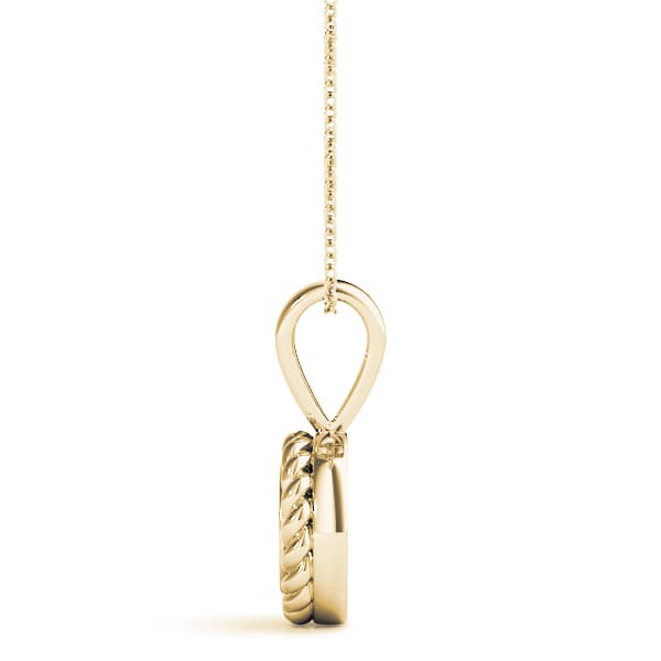 Round Gemstone Pendant, Side view in yellow gold