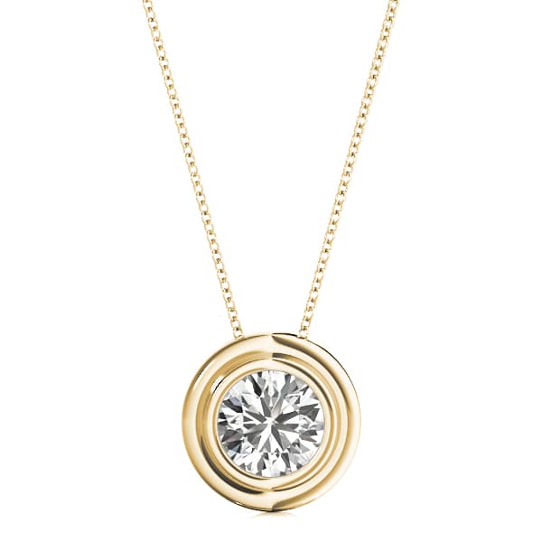 Bezel Set Round Solitaire Pendant (1/2 ct. tw.), Front view in yellow gold