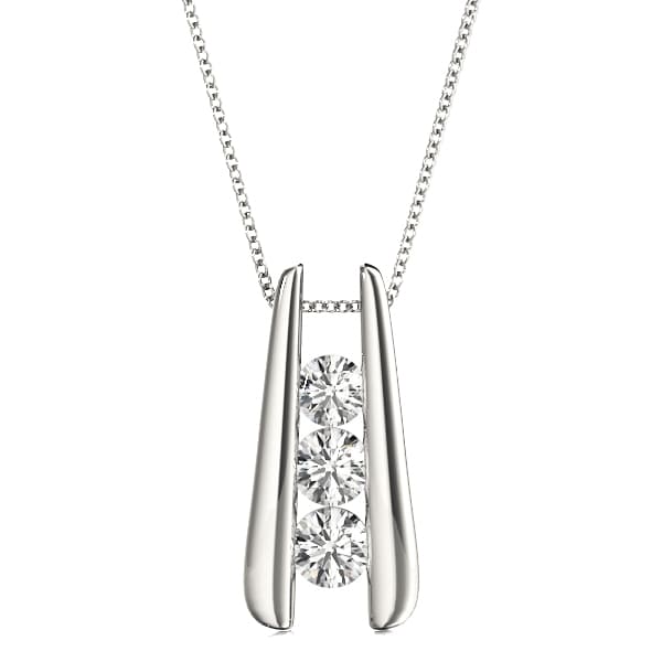 3-Stone Drop Pendant — 1/2 CT — View 1