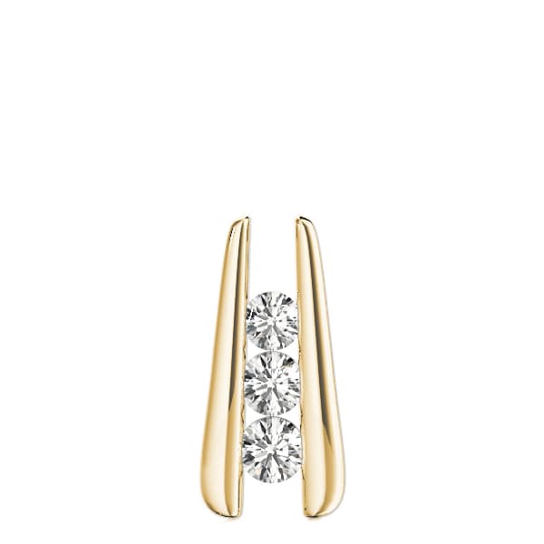 3-Stone Drop Pendant (1/4 ct. tw.), On hand view in yellow gold