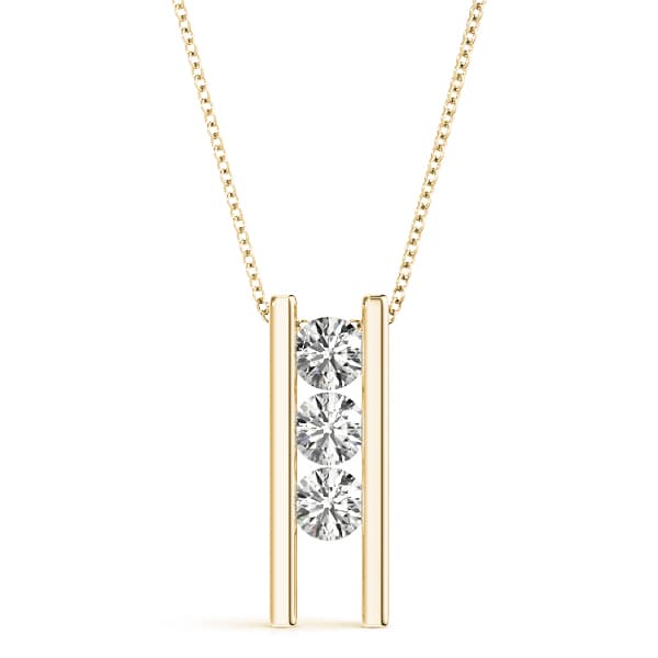 3 Stone Pendant (1/4 ct. tw.), Front view in yellow gold