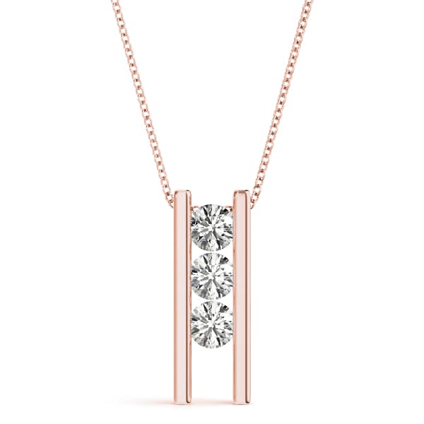 3 Stone Pendant (1/4 ct. tw.), Front view in rose gold