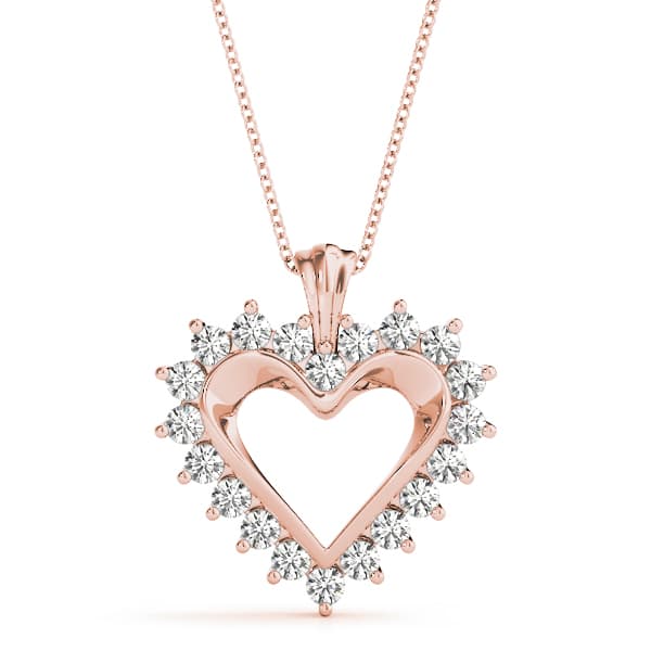 Heart Pendant (1.04 ct. tw.), Front view in rose gold