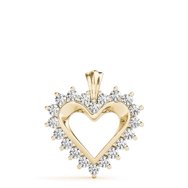 Heart Pendant (1.04 ct. tw.), On hand view in yellow gold