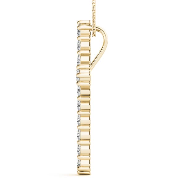 Shared-Prong Cross Pendent (0.96 ct. tw.), Side view in yellow gold
