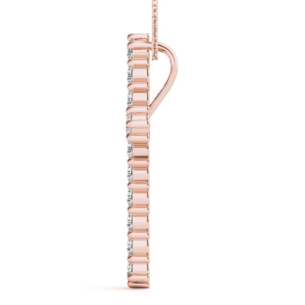 Shared-Prong Cross Pendent (0.96 ct. tw.), Side view in rose gold