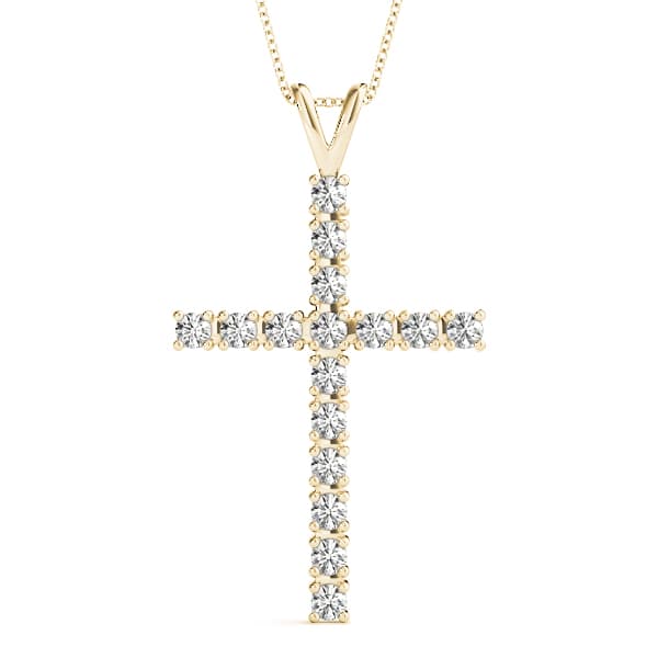 Cross Pendant (1/4 ct. tw.), Front view in yellow gold