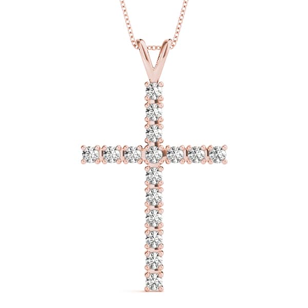 Cross Pendant (1/4 ct. tw.), Front view in rose gold