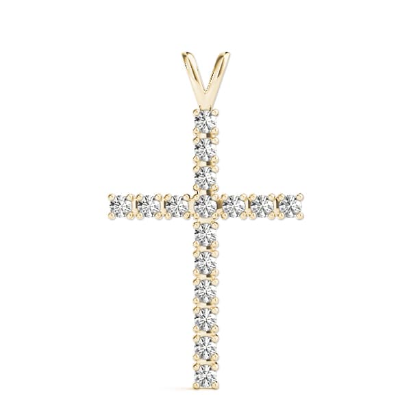Cross Pendant (1/4 ct. tw.), On hand view in yellow gold