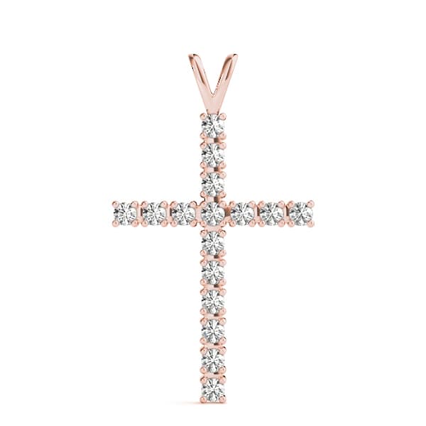 Cross Pendant (1/4 ct. tw.), On hand view in rose gold