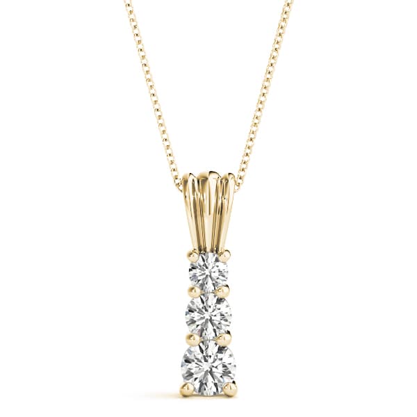 3-Stone Drop Pendant (3/4 ct. tw.), Front view in yellow gold