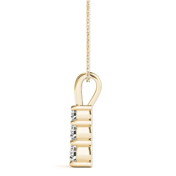 3-Stone Drop Pendant (3/4 ct. tw.), Side view in yellow gold