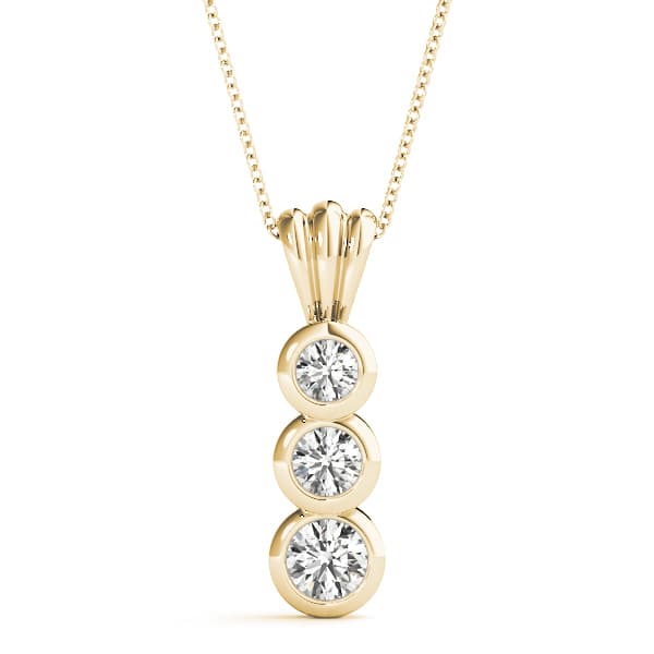 3 Stone Pendant (1/4 ct. tw.), Front view in yellow gold
