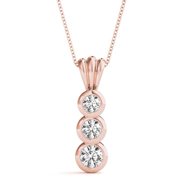 3 Stone Pendant (1/2 ct. tw.), Front view in rose gold
