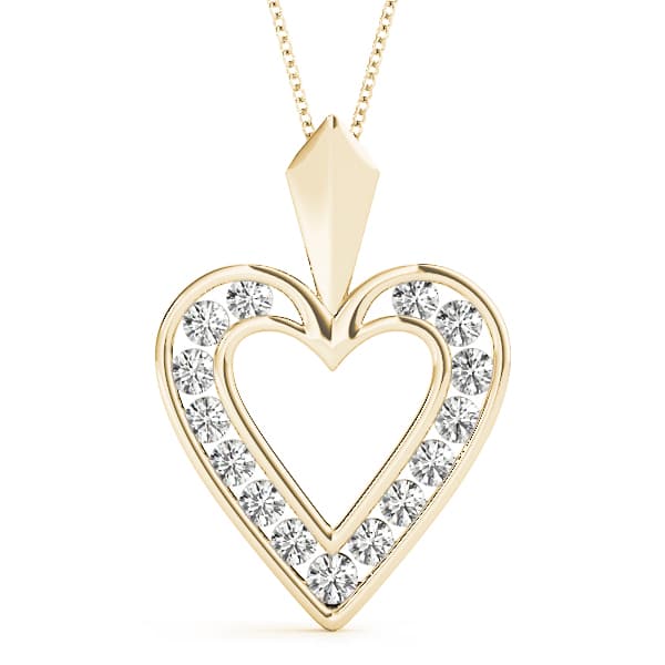 Heart Pendant (0.46 ct. tw.), Front view in yellow gold