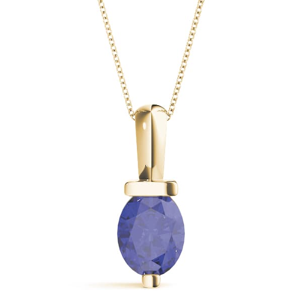 Oval Gemstone Pendant, Front view in yellow gold