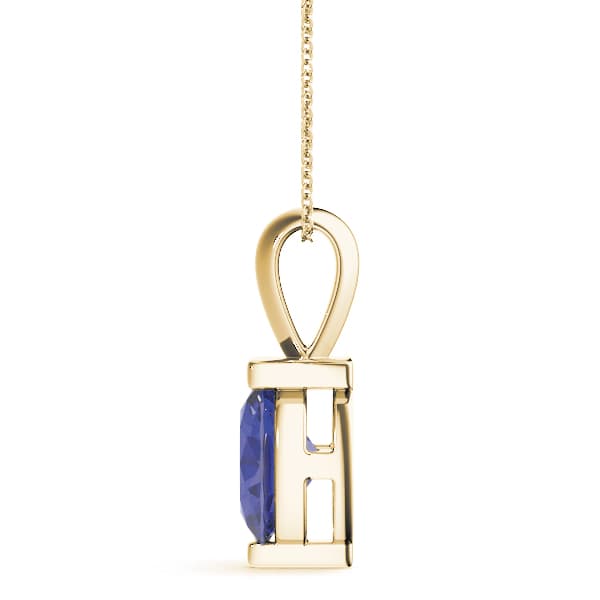 Oval Gemstone Pendant, Side view in yellow gold
