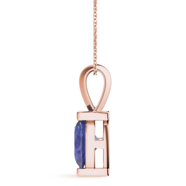 Oval Gemstone Pendant, Side view in rose gold